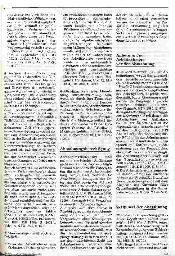 Vorschauseite 3: Die Abmahnung im Arbeitsverhältnis Begriff und praktische Probleme