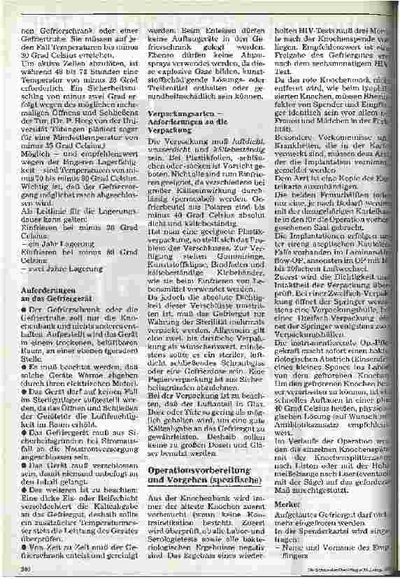Vorschauseite 2: Die Knochenbank Tiefgekühlte und lyophilisierte Transplantate