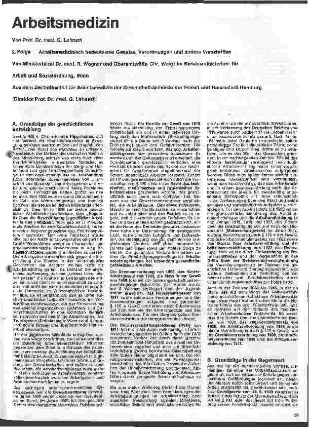Vorschauseite 1: Arbeitsmedizin 2. Folge: Arbeitsmedizinisch bedeutende Gesetze, Verordnungen