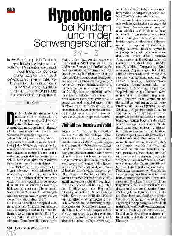 Vorschauseite 1: Hypotonie bei Kindern und in der Schwangerschaft