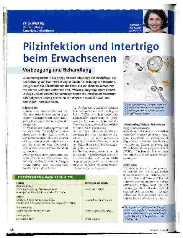 Vorschauseite 1: Pilzinfektion und Intertrigo beim Erwachsenen Vorbeugung und Behandlung