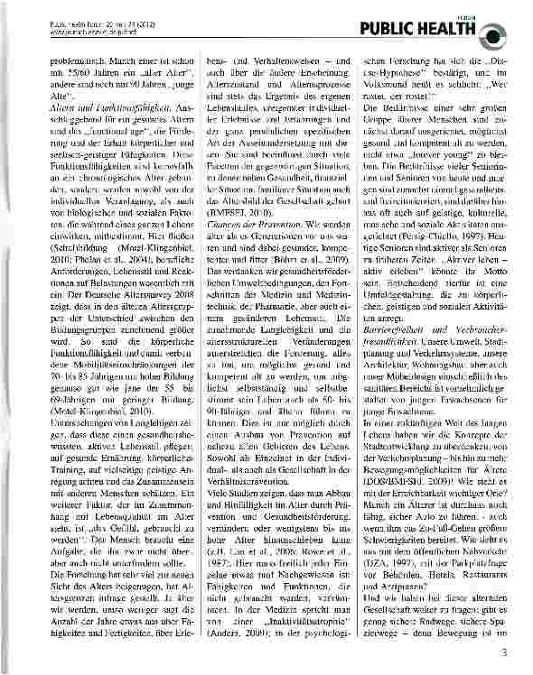 Vorschauseite 2: Prävention - eine Notwendigkeit in einer Gesellschaft des langen Lebens