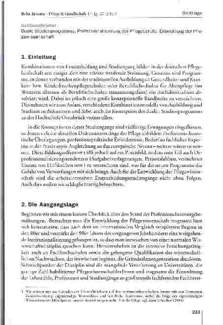 Vorschauseite 2: Duale Studiengänge - Chancen und Risiken für die Professionalisierung der Pflegeberufe und die Entwicklung der Pflegewissenschaft