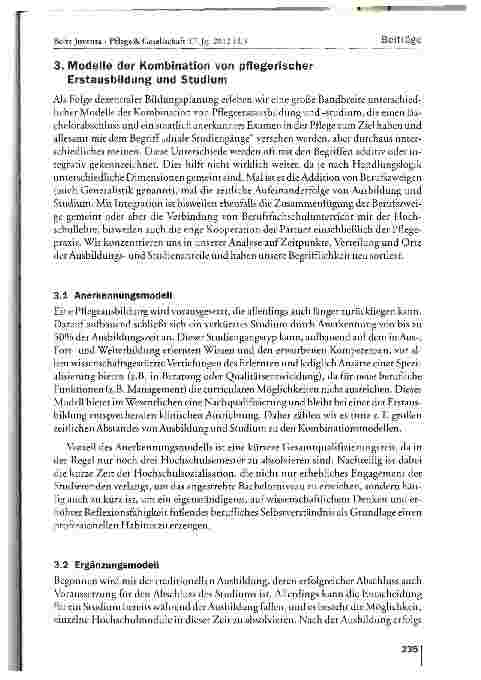 Vorschauseite 4: Duale Studiengänge - Chancen und Risiken für die Professionalisierung der Pflegeberufe und die Entwicklung der Pflegewissenschaft