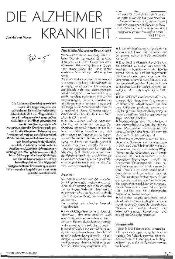 Vorschauseite 1: Die Alzheimer Krankheit