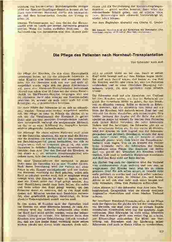 Vorschauseite 1: Die Pflege des Patienten nach Hornhaut-Transplantation