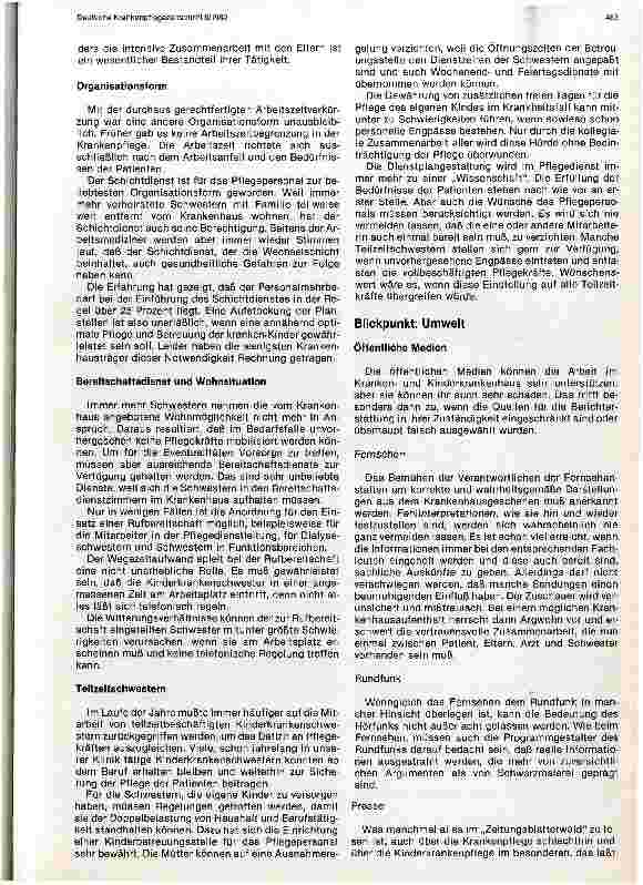 Vorschauseite 4: Kinderkrankenhäuser für die Zukunft Aufgaben der Kinderkrankenhäuser aus der Sicht einer Kinderschwester