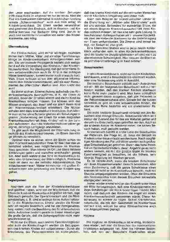 Vorschauseite 5: Kinderkrankenhäuser für die Zukunft Aufgaben der Kinderkrankenhäuser aus der Sicht einer Kinderschwester