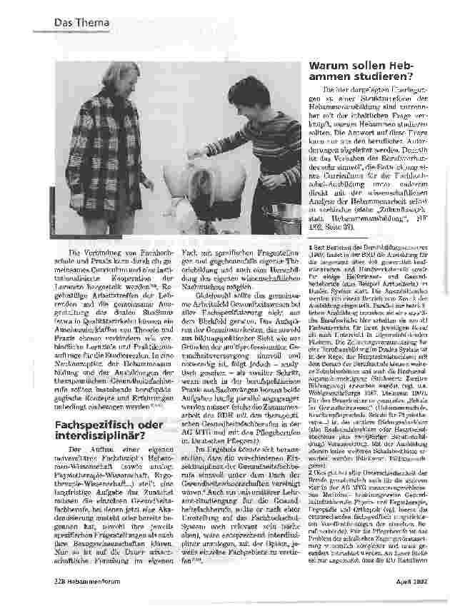 Vorschauseite 4: STRUKTURREFORM DERHEBAMMENAUSBILDUNGDER WEG AN DIE HOCHSCHULE