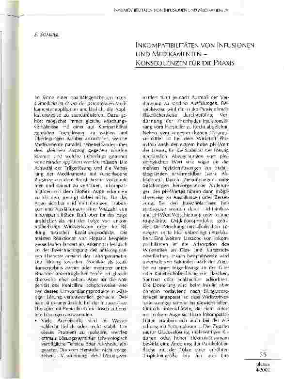 Vorschauseite 1: Inkompatibilitäten von Infusionen und Medikamenten - Konsequenzen für die Praxis