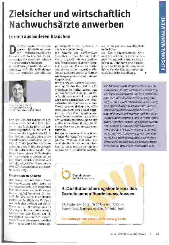 Vorschauseite 1: Zielsicher und wirtschaftlich Nachwuchsärzte anwerben