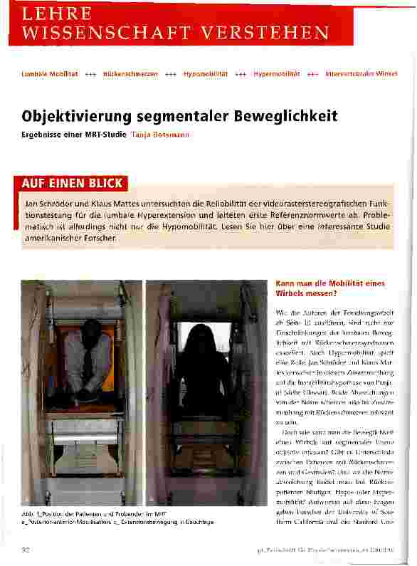Vorschauseite 1: Objektivierung segmentaler Beweglichkeit