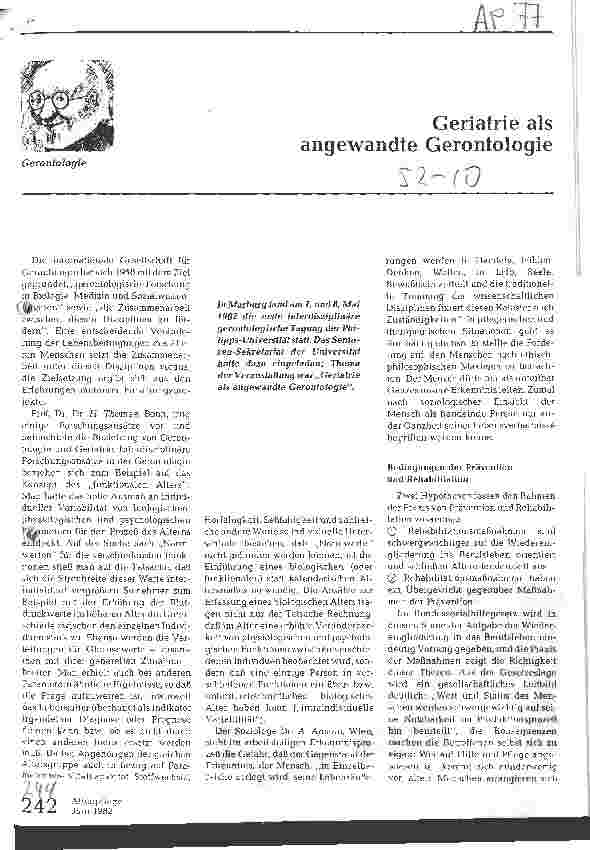 Vorschauseite 1: Geriatrie als angewandte Gerontologie