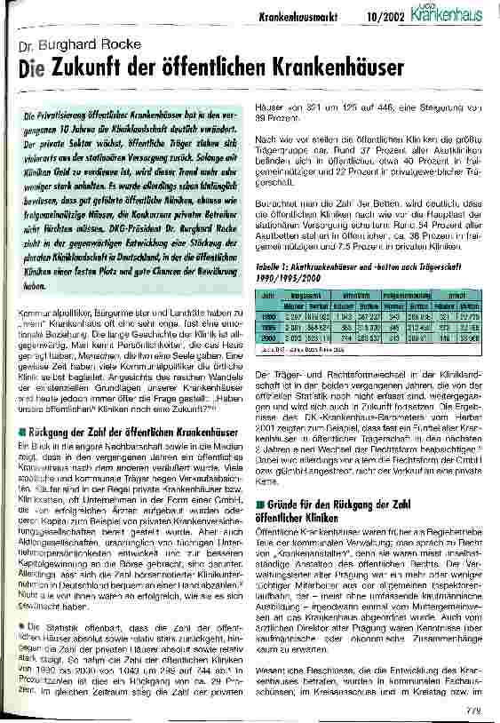 Vorschauseite 1: Die Zukunft der öffentlichen Krankenhäuser