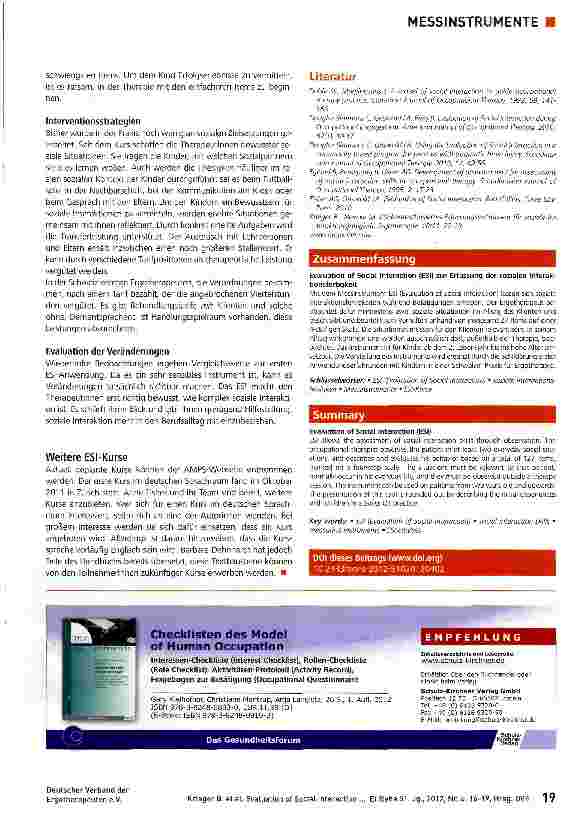 Vorschauseite 4: Evaluation of Social Interaction (ESI) zur Erfassung der sozialen Interaktionsfertigkeit