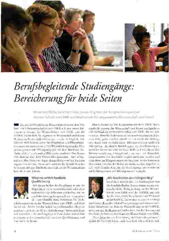 Vorschauseite 1: Berufsbegleitende Studiengänge: Bereicherung für beide Seiten