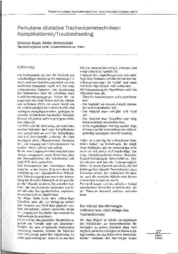 Vorschauseite 1: Komplikationen/Troubleshooting