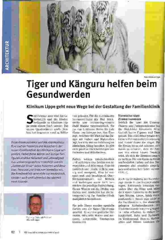 Vorschauseite 1: Tiger und Känguru helfen beim GesundwerdenKlinikum Lippe geht neue Wege bei der Gestaltung der Familienklinik