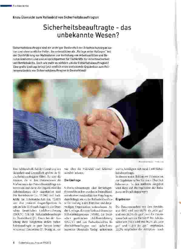 Vorschauseite 1: Sicherheitsbeauftragte - das unbekannte Wesen?