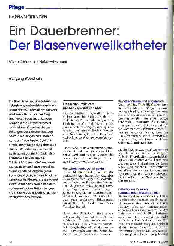 Vorschauseite 1: Ein Dauerbrenner: Der Blasenverweilkkatheter