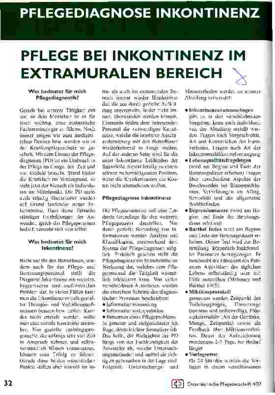 Vorschauseite 1: Pflege bei Inkontinenz im extramuralen Bereich