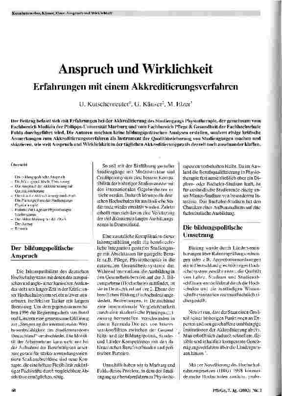 Vorschauseite 1: Anspruch und Wirklichkeit Erfahrungen mit einem Akkreditierungsverfahren