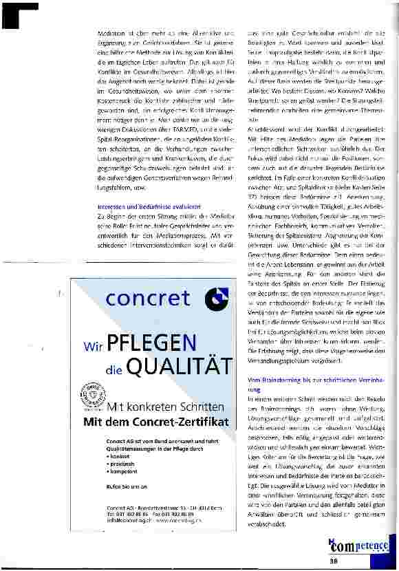 Vorschauseite 2: Mediation - ein Beitrag zur Konfliktlösung im Gesundheitswesen