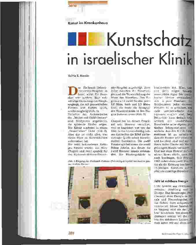 Vorschauseite 1: Kunstschatz in israelischer Klinik