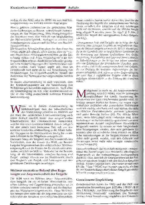 Vorschauseite 4: Beurteilung und Entgelthöhe für nichtärztliche Wahlleistungen unter Berücksichtigung des Begriffs der Angemessenheit