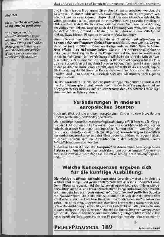 Vorschauseite 2: Impulse für die Entwicklung des Pflegeberufs - Anforderungen an normative Vorgaben der Ausbildung