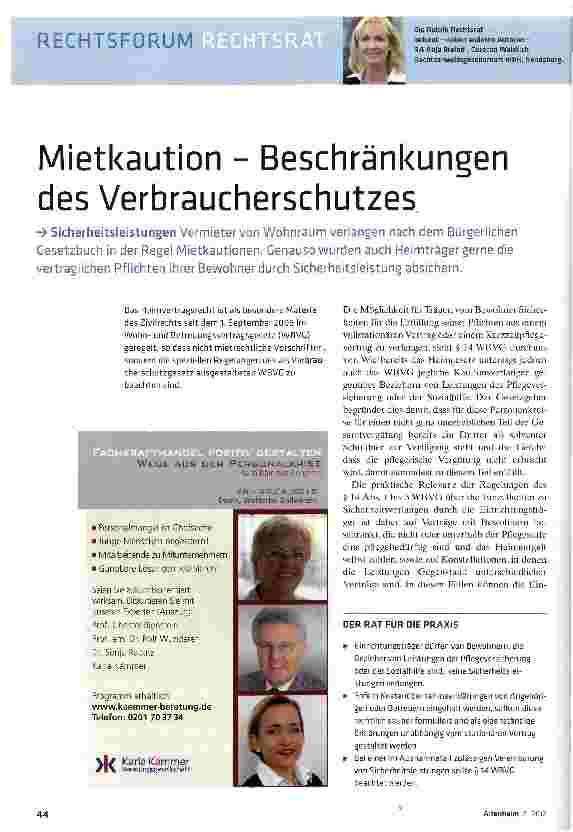 Vorschauseite 1: Mietkaution - Beschränkungen des Verbraucherschutzes.