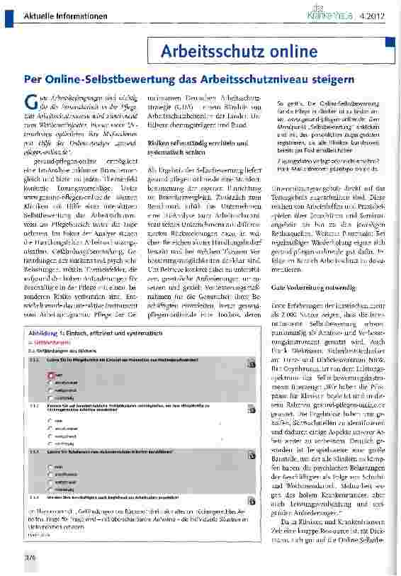 Vorschauseite 1: Per Online-Selbstbewertung das Arbeitsschutzniveau steigern
