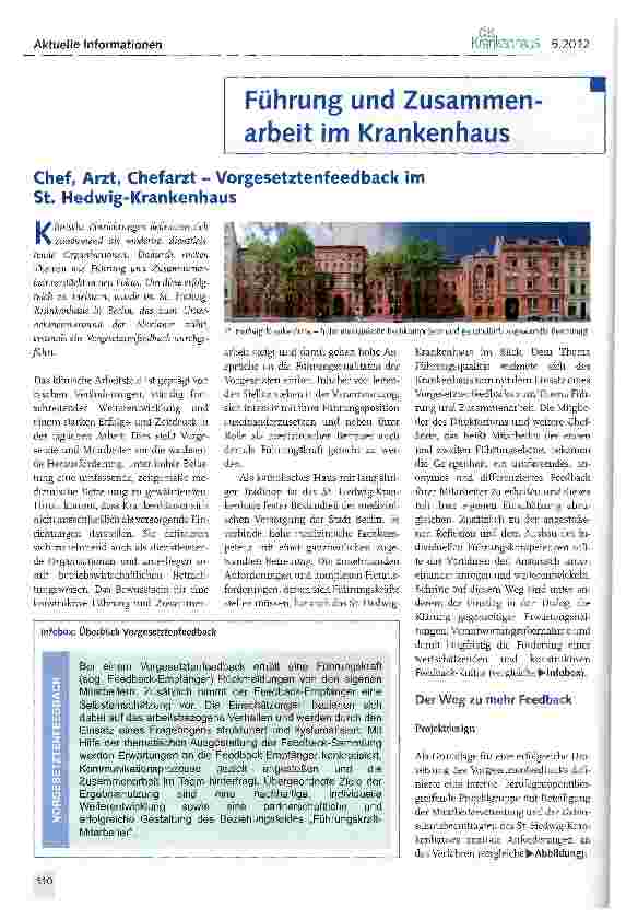 Vorschauseite 1: Chef, Arzt, Chefarzt - Vorgesetztenfeedback im St. Hedwig-Krankenhaus