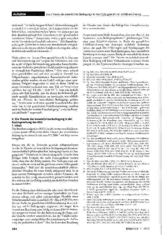 Vorschauseite 2: Die »Theorie der wesentlichen Bedingung« im Recht der gesetzlichen Unfallversicherung