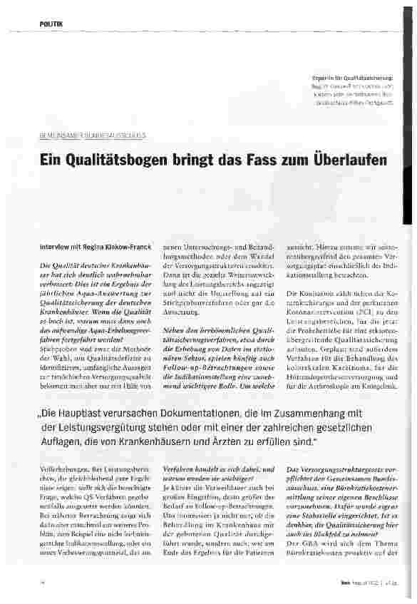 Vorschauseite 1: Ein Qualitätsbogen bringt das Fass zum Überlaufen