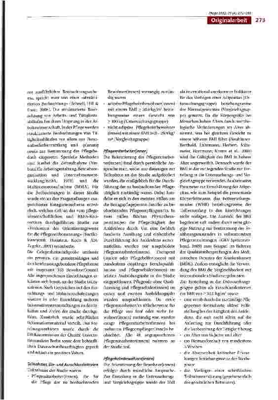 Vorschauseite 3: Zeitliche und strukturelle Unterschiede in der Pflege adipöser und nicht-adipöser Bewohner(innen) vollstationärer Pflegeeinrichtungen