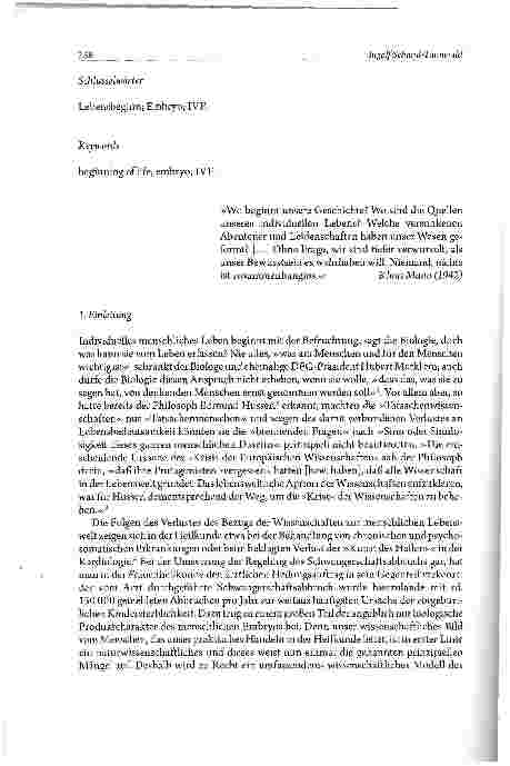 Vorschauseite 2: Handlungsresultat Mensch Zum Beginn individuellen menschlichen Lebens