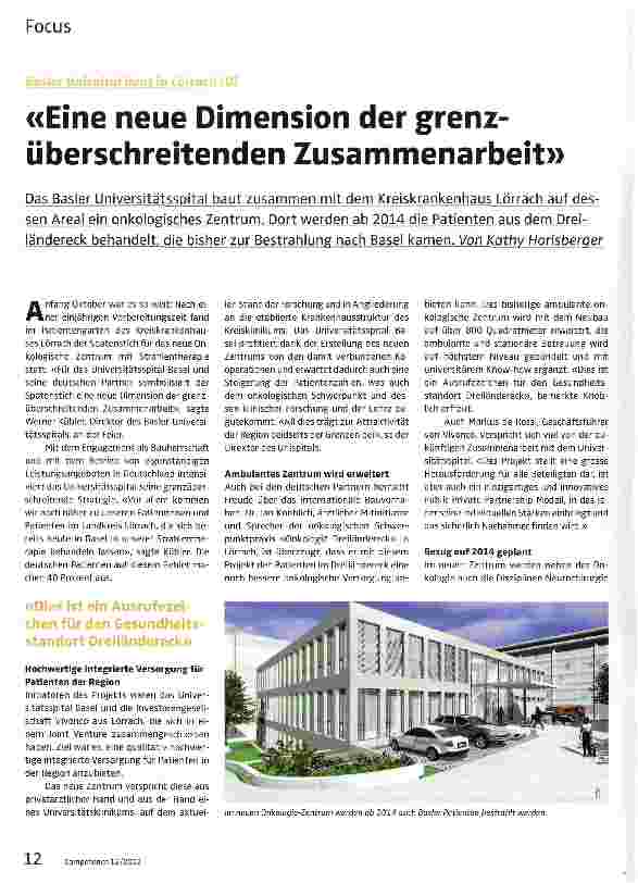 Vorschauseite 1: «Eine neue Dimension der grenzüberschreitenden Zusammenarbeit»