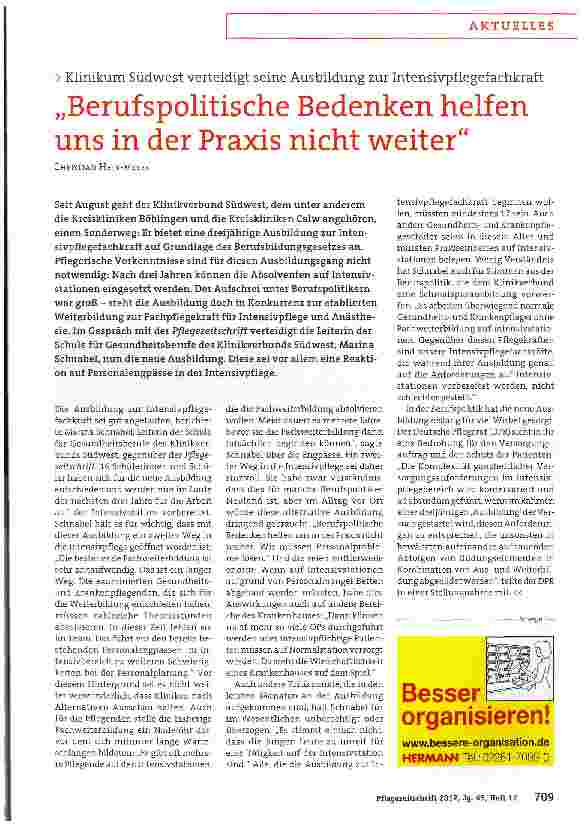 Vorschauseite 1: „Berufspolitische Bedenken helfen uns in der Praxis nicht weiter