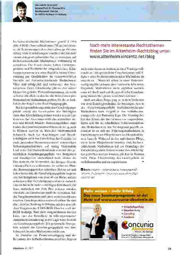 Vorschauseite 2: Keine Fixierung ohne Cerichtsbeschluss