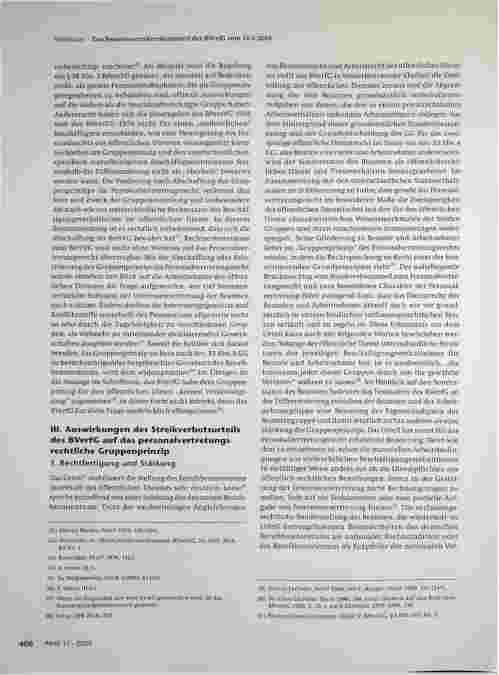 Vorschauseite 3: Das Beamtenstreikverbotsurteil des BVerfG vom 12.6.2018 - Garant des personalvertretungsrechtlichen Gruppenprinzips (§ 5 BPersVG)