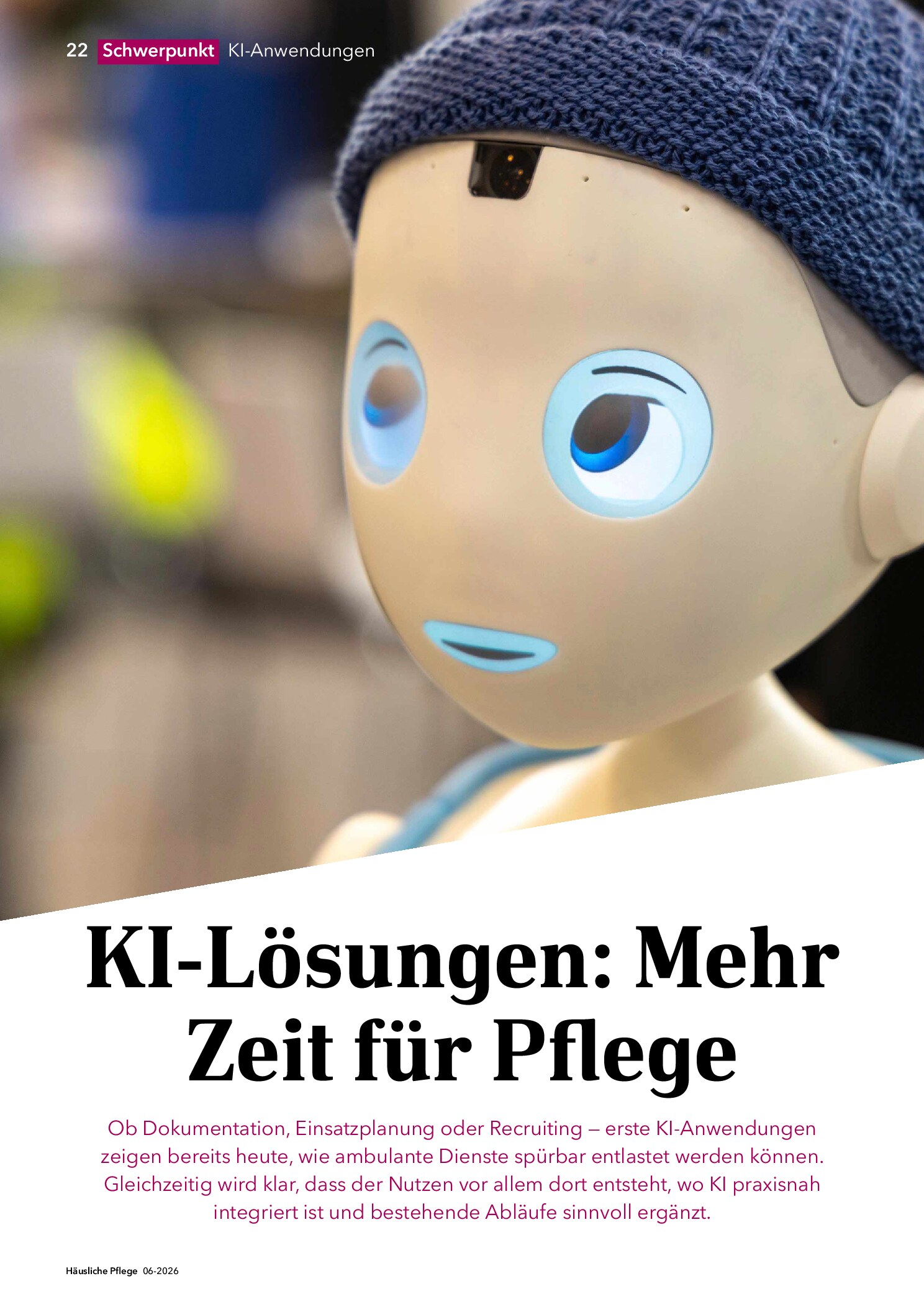 Vorschauseite 1: KI-Lösungen: Mehr Zeit für Pflege