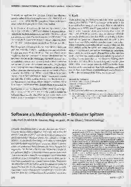 Vorschauseite 1: Software als Medizinprodukt - Brüsseler Spitzen