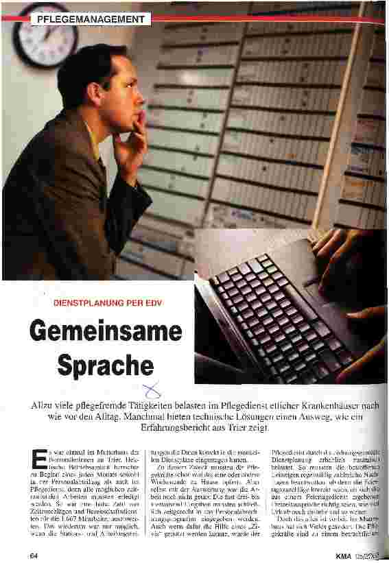 Vorschauseite 1: Dienstplanung per EDV: Gemeinsame Sprache
