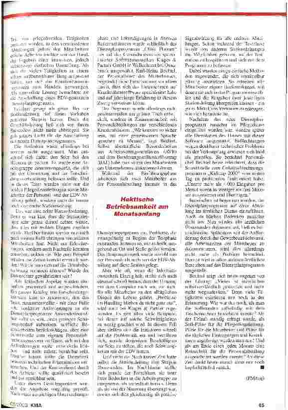 Vorschauseite 2: Dienstplanung per EDV: Gemeinsame Sprache