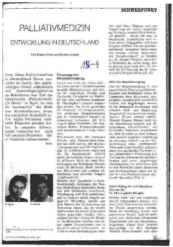 Vorschauseite 1: Palliativmedizin Entwicklung in Deutschland