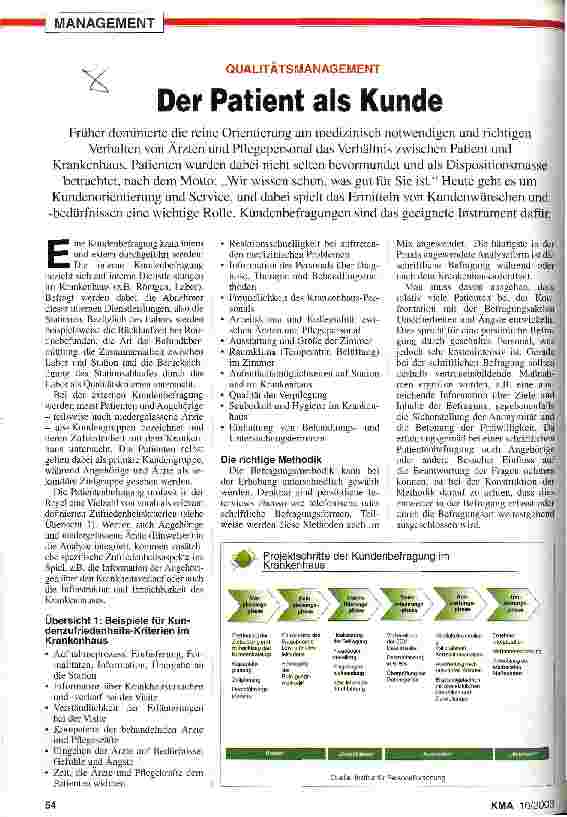Vorschauseite 1: Der Patiente als Kunde Qualitätsmanagement
