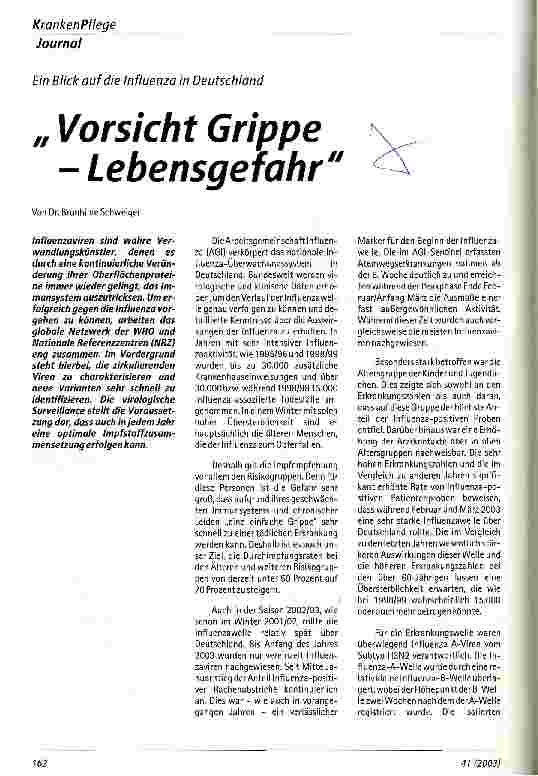 Vorschauseite 1: Vorsicht Grippe - Lebensgefahr