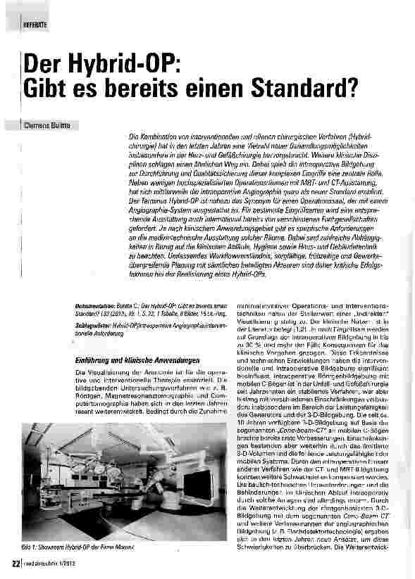 Vorschauseite 1: Der Hybrid-OP: Gibt es bereits einen Standard?