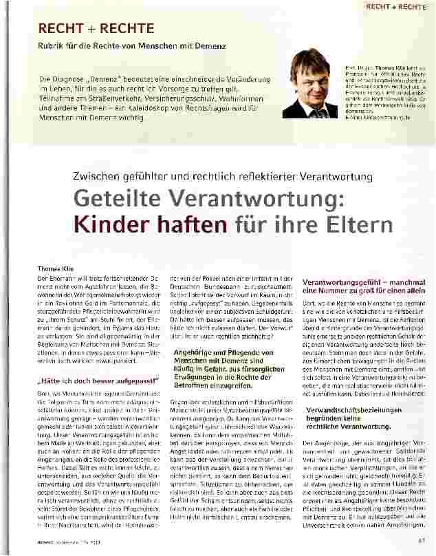 Vorschauseite 1: Geteilte Verantwortung: Kinder haften für ihre Eltern